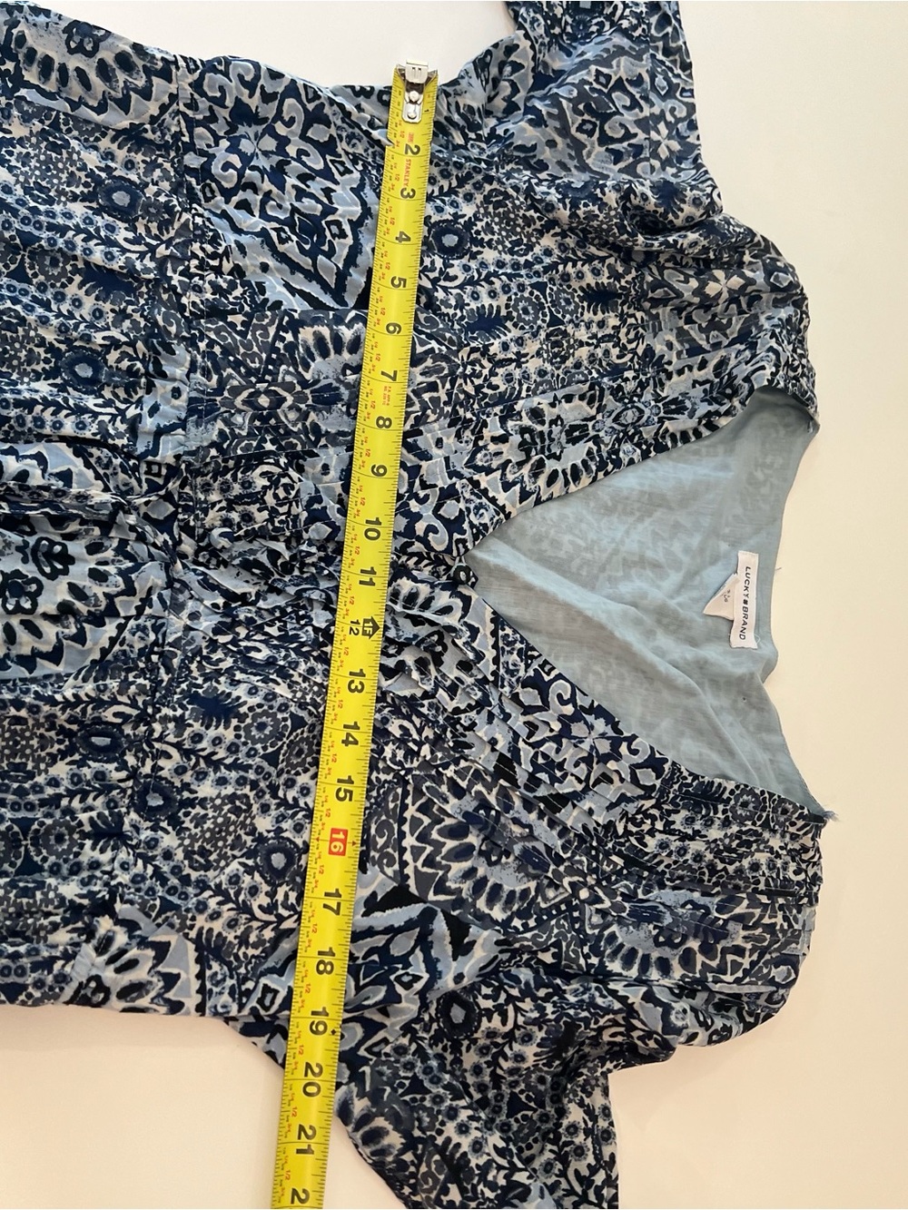 LUCKY BRAND BLUE FLORAL MIDI DRESS. SIZE Large bohemian summer party prairie - Picture 8 of 9